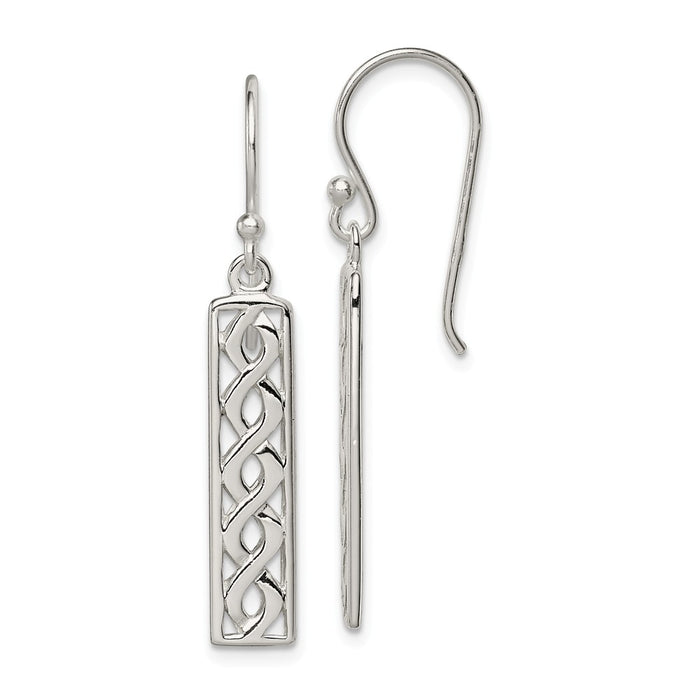 Stella Silver 925 Sterling Silver Twisted Rope Dangle Earrings, 38mm x 6mm