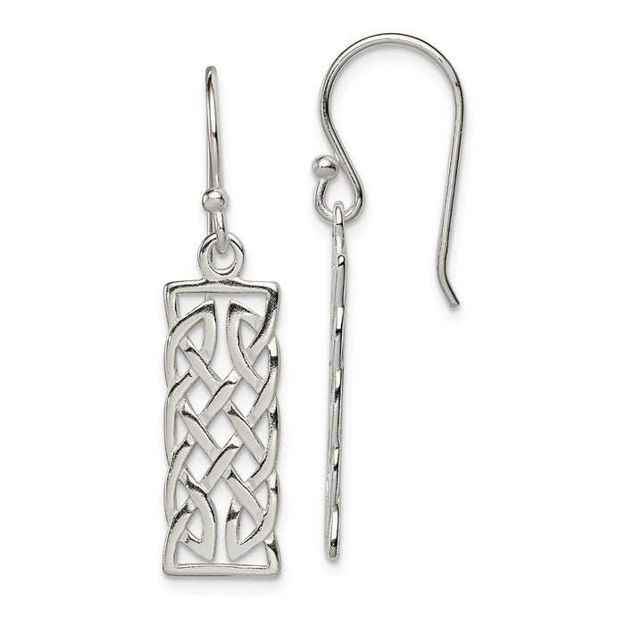 Stella Silver 925 Sterling Silver Polished Rectangular Dangle Earrings, 38mm x 8mm