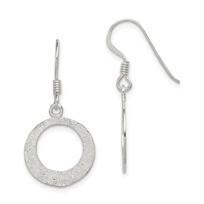 Stella Silver 925 Sterling Silver Polished & Textured Round Dangle Earrings, 30mm x 15mm