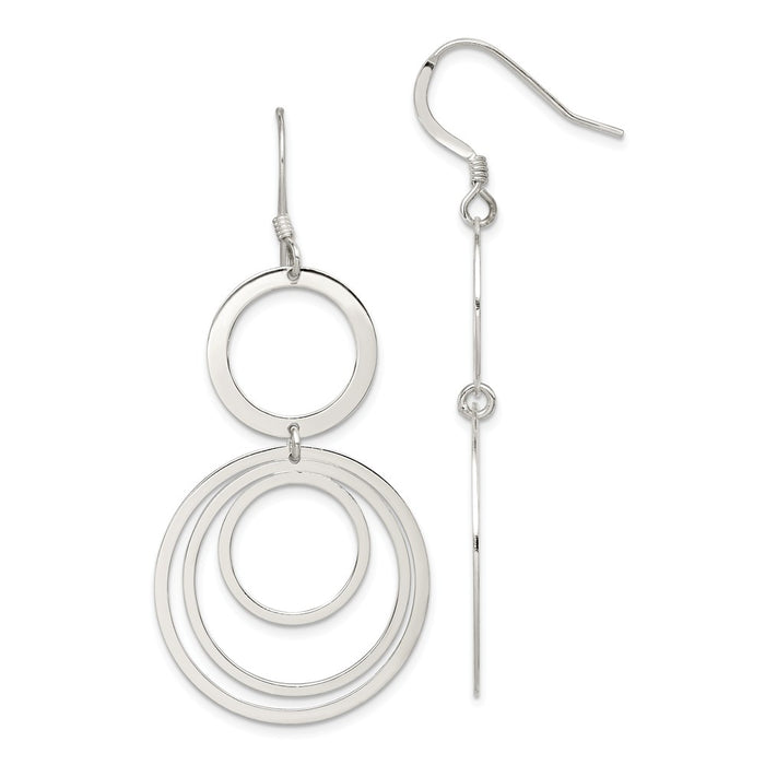 Stella Silver 925 Sterling Silver Polished Circle Fancy Dangle Earrings, 56mm x 27mm