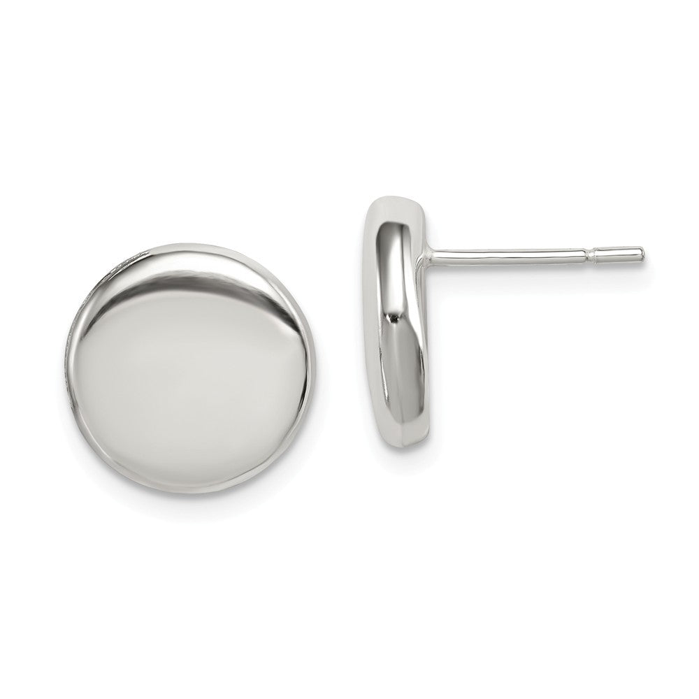 Stella Silver 925 Sterling Silver Polished Button Post Earrings, 12mm x 12mm