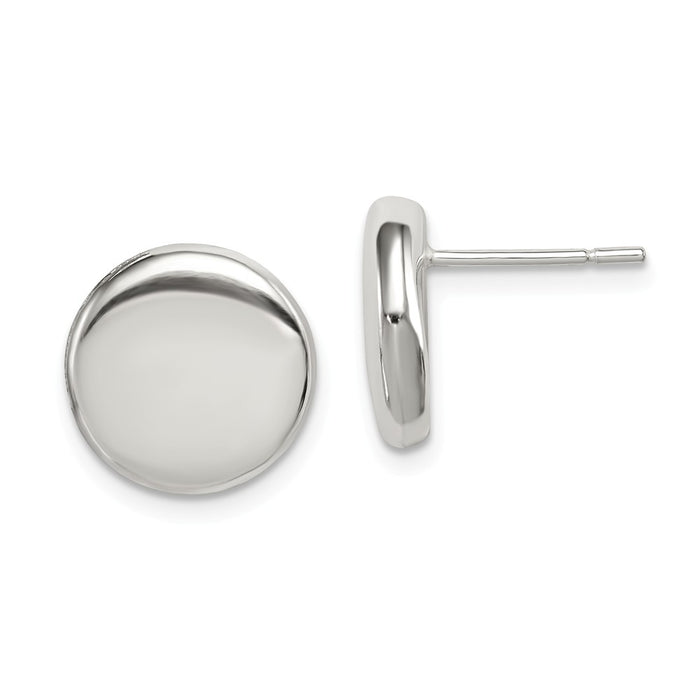 Stella Silver 925 Sterling Silver Polished Button Post Earrings, 12mm x 12mm