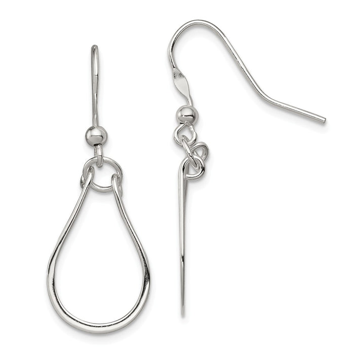 Stella Silver 925 Sterling Silver Polished Teardrop Dangle Earrings, 33mm x 13mm