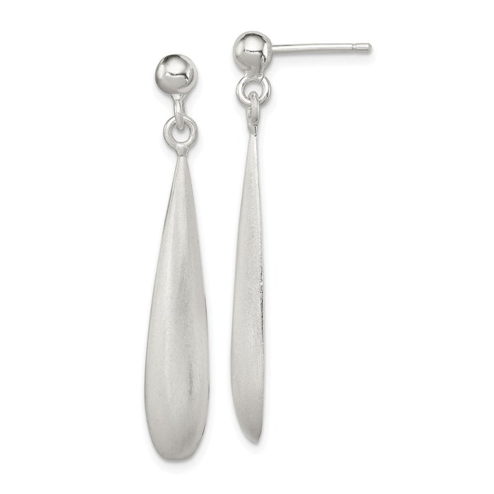 Stella Silver 925 Sterling Silver Polished & Satin Dangle Post Earrings, 39mm x 7mm