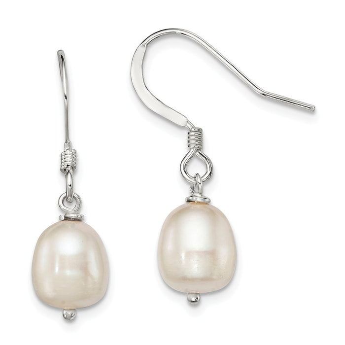Stella Silver 925 Sterling Silver White Cultured FW Pearl Dangle Earrings, 26mm x 7mm