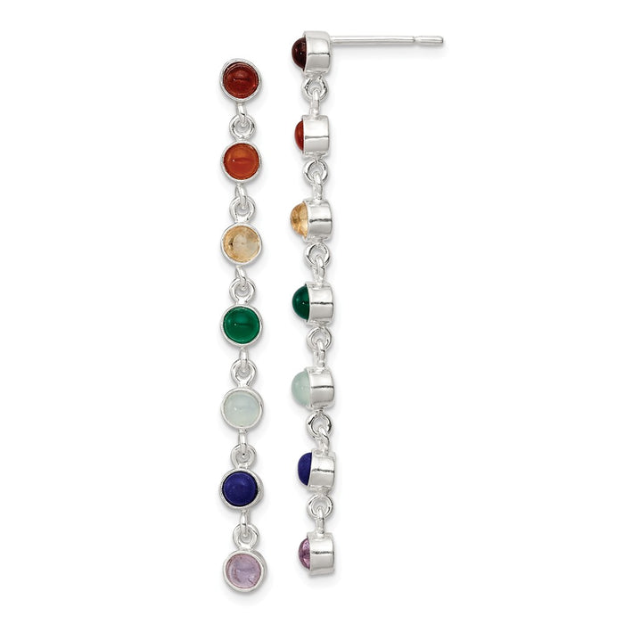 Stella Silver 925 Sterling Silver Multicolor Quartz Dangle Post Earrings, 51mm x 4mm