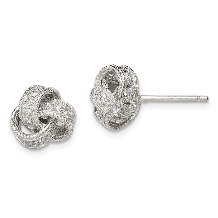 Stella Silver 925 Sterling Silver Cubic Zirconia ( CZ ) Love Knot Post Earrings, 11mm x 10mm