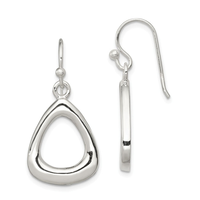 Stella Silver 925 Sterling Silver Polished Triangular Shaped Dangle Earrings, 33mm x 15mm