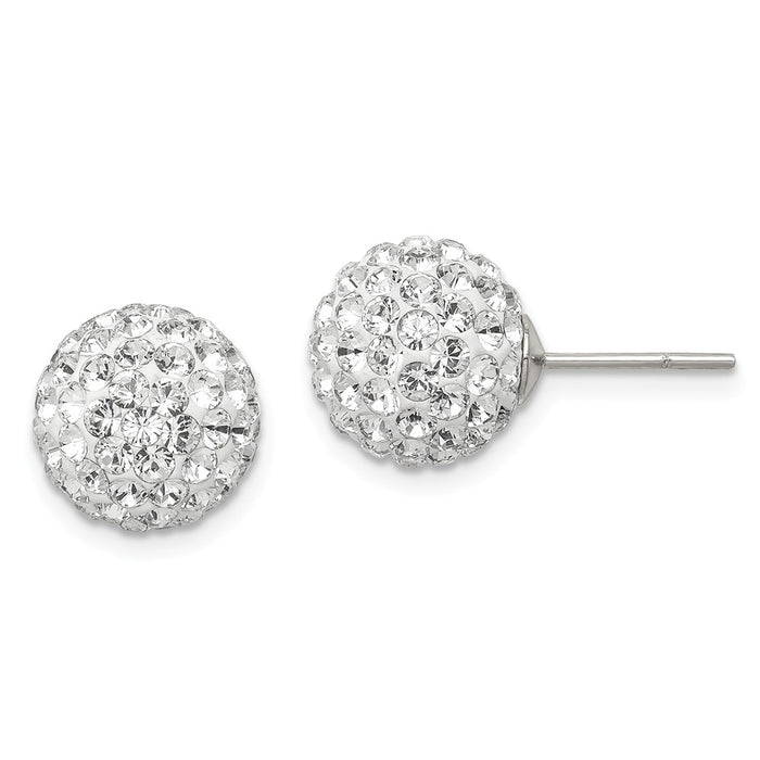 Stella Silver 925 Sterling Silver White Stellux Crystal 10mm Post Earrings, 10mm x 10mm