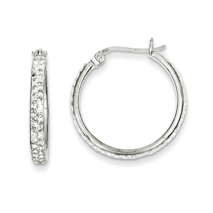 Stella Silver 925 Sterling Silver White Swarovski Crystal Hoop Earrings, 24mm x 24mm