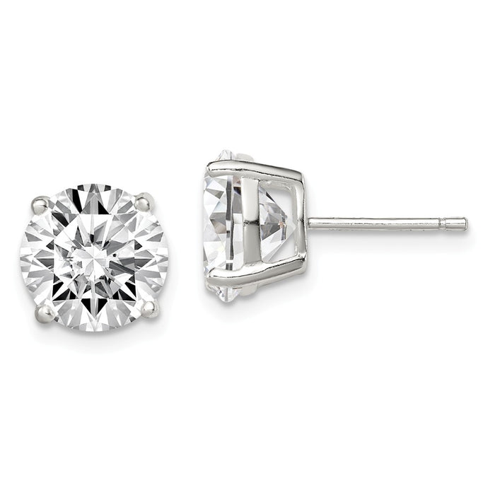 Stella Silver 925 Sterling Silver 9mm Round Basket Set Cubic Zirconia ( CZ ) Stud Earrings, 9mm x 9mm