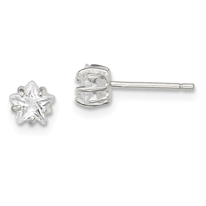 Stella Silver 925 Sterling Silver 5mm Star Basket Set Cubic Zirconia ( CZ ) Stud Earrings, 5mm x 5mm