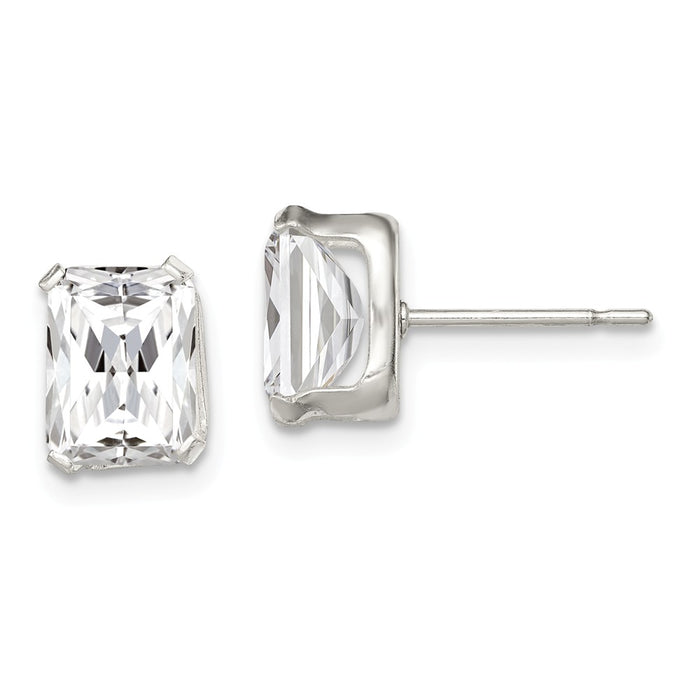 Stella Silver 925 Sterling Silver 8x6 Basket Set Cubic Zirconia ( CZ ) Stud Earrings, 8mm x 6mm