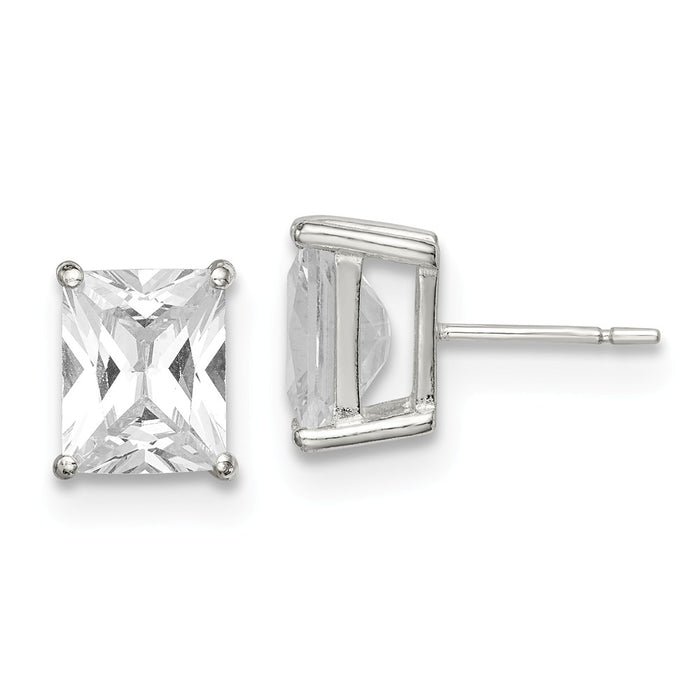 Stella Silver 925 Sterling Silver 10x8 Basket Set Cubic Zirconia ( CZ ) Stud Earrings, 10mm x 8mm