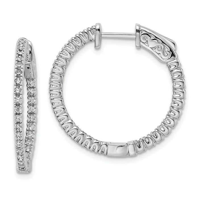 Stella Silver 925 Sterling Silver Cubic Zirconia ( CZ ) 60 Stones In and Out Round Hoop Earrings, 20mm x 20mm