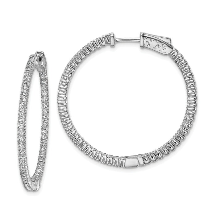 Stella Silver 925 Sterling Silver Rhodium-plated Cubic Zirconia ( CZ ) In and Out Round Hoop Earrings, 30mm x 30mm