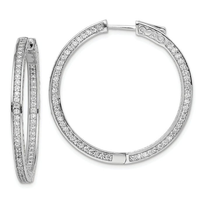 Stella Silver 925 Sterling Silver Cubic Zirconia ( CZ ) 336 Stones In and Out Round Hoop Earrings, 29mm x 29mm