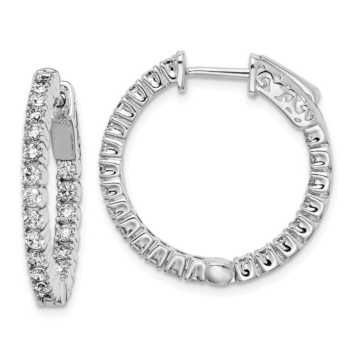 Stella Silver 925 Sterling Silver Cubic Zirconia ( CZ ) 44 Stones In and Out Round Hoop Earrings, 20mm x 20mm