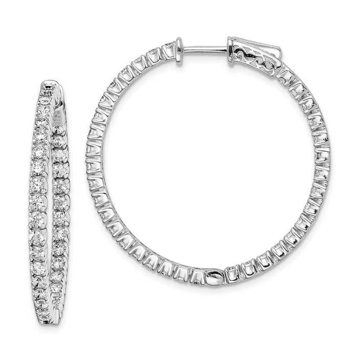 Stella Silver 925 Sterling Silver Cubic Zirconia ( CZ ) 70 Stones In and Out Round Hoop Earrings, 29mm x 29mm