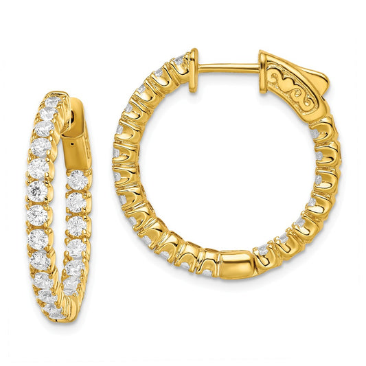 Stella Silver 925 Sterling Silver Gold-tone Cubic Zirconia ( CZ ) In & Out Round Hoop Earrings, 24.48mm x 24.44mm