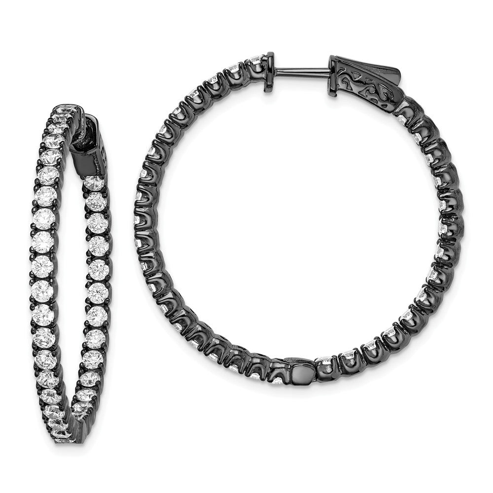 Stella Silver 925 Sterling Silver Ruthenium-plated Cubic Zirconia ( CZ ) In and Out Round Hoop Earrings, 34mm x 34mm