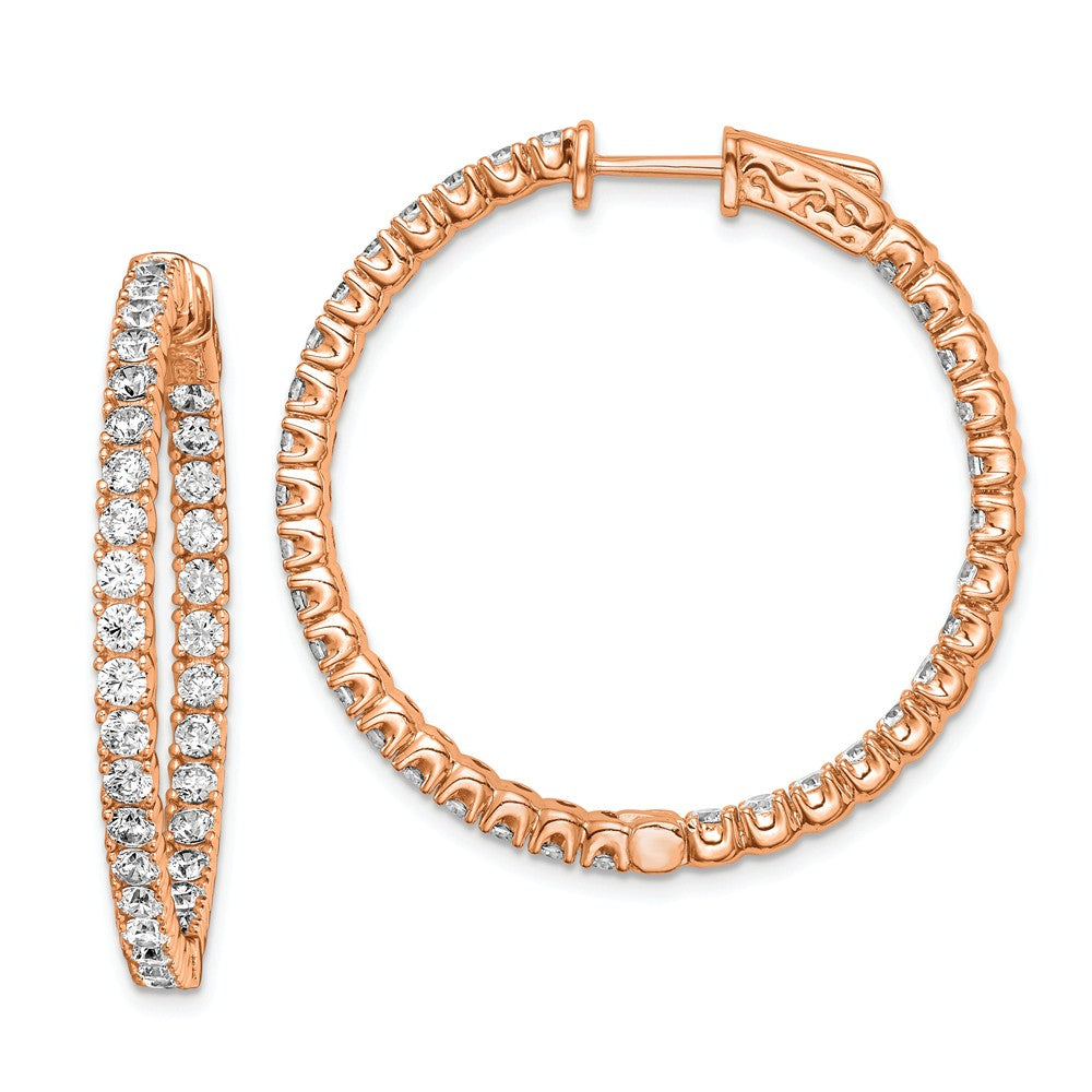 Stella Silver 925 Sterling Silver Rose-tone Cubic Zirconia ( CZ ) In and Out Round Hoop Earrings, 34mm x 34mm