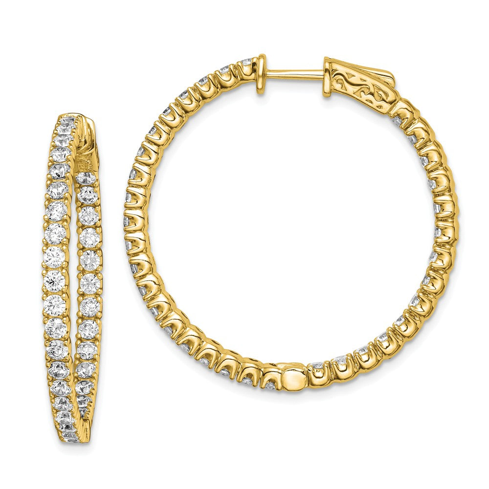 Stella Silver 925 Sterling Silver Gold-tone Cubic Zirconia ( CZ ) In and Out Round Hoop Earrings, 34mm x 34mm