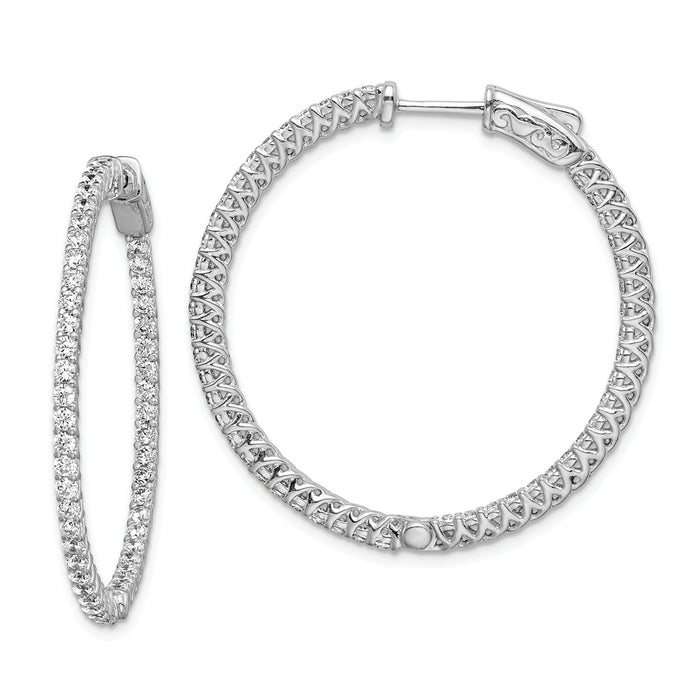 Stella Silver 925 Sterling Silver Cubic Zirconia ( CZ ) 76 stones In and Out Round Hoop Earrings, 30mm x 30mm
