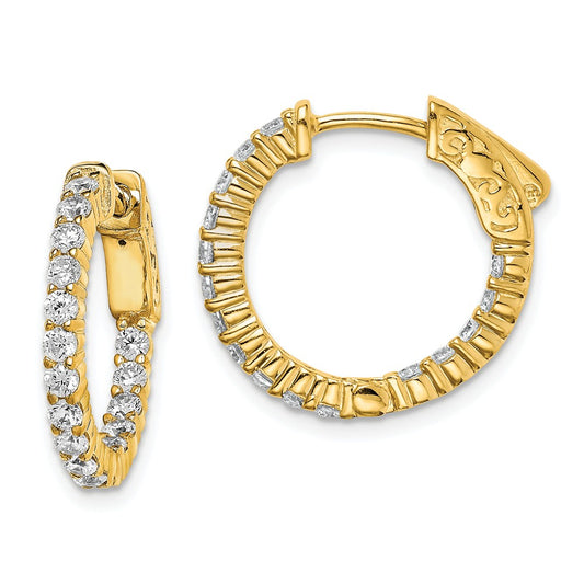 Stella Silver 925 Sterling Silver Gold-tone Cubic Zirconia ( CZ ) In & Out Hoop Earrings, 18.77mm x 19.31mm
