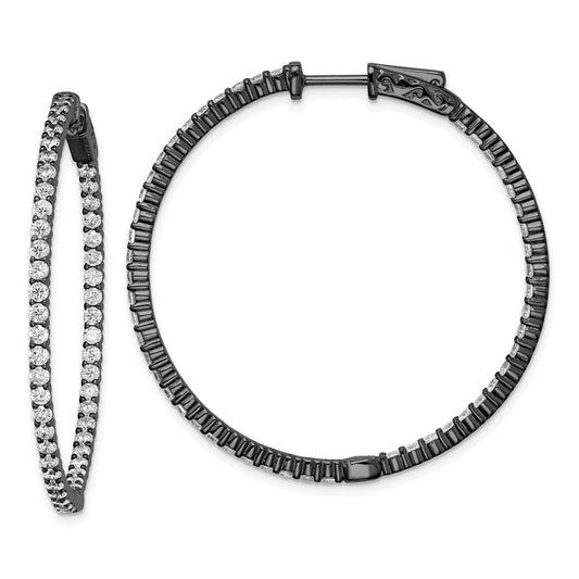 Stella Silver 925 Sterling Silver Ruthenium-plated Cubic Zirconia ( CZ ) In & Out Hoop Earrings, 41mm x 42mm