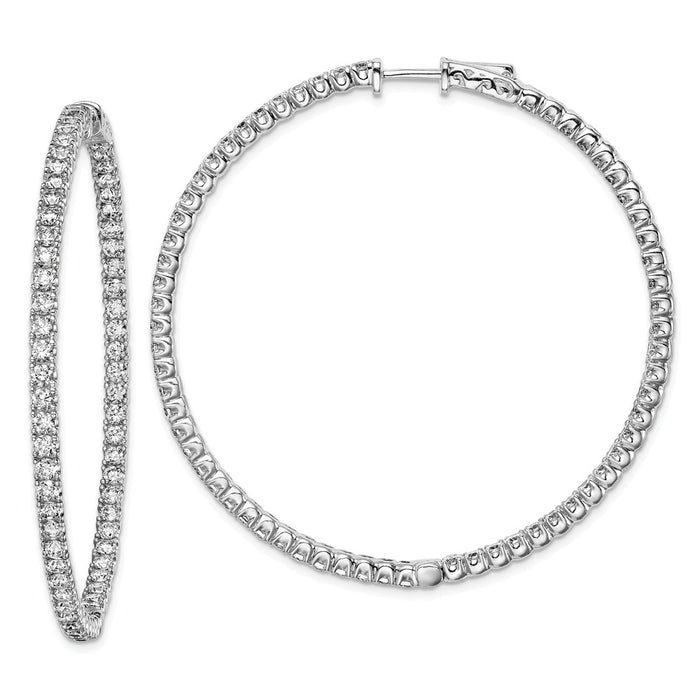 Stella Silver 925 Sterling Silver Cubic Zirconia ( CZ ) 124 Stones In and Out Round Hoop Earrings, 50mm x 50mm
