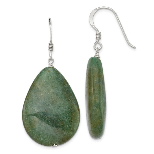 Stella Silver 925 Sterling Silver Large Crack Aventurine Tear Drop Earrings, 50mm x 24mm