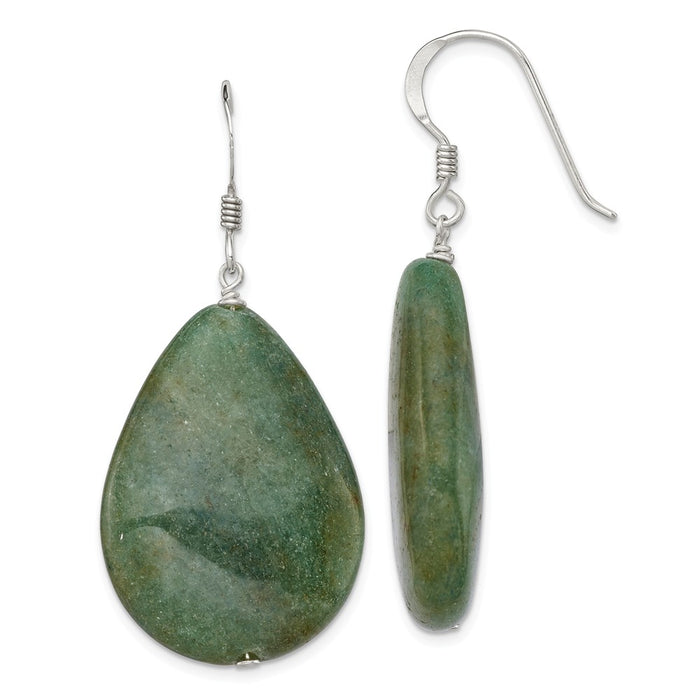 Stella Silver 925 Sterling Silver Large Crack Aventurine Tear Drop Earrings, 50mm x 24mm