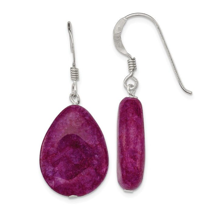 Stella Silver 925 Sterling Silver Small Crack Aventurine Pink/Purple Tear Drop Earrings, 42mm x 17mm