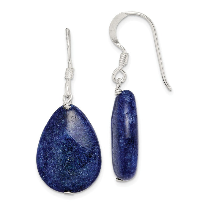 Stella Silver 925 Sterling Silver Small Dyed Lapis Dark Blue Tear Drop Earrings, 34mm x 15mm