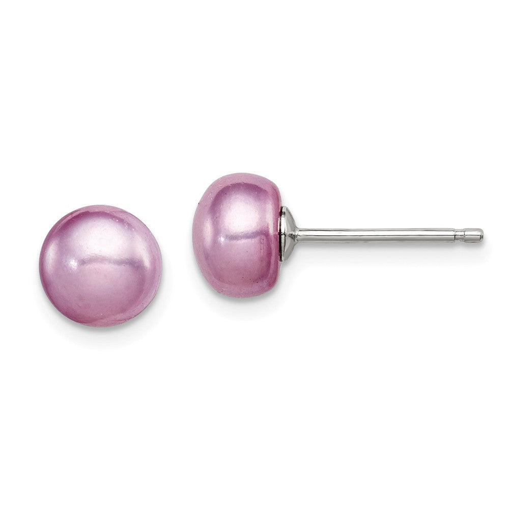 Stella Silver 925 Sterling Silver 6-7mm Freshwater Cultured Button Pearl Lavender Earrings, 6 to 7mm x 6 to 7mm