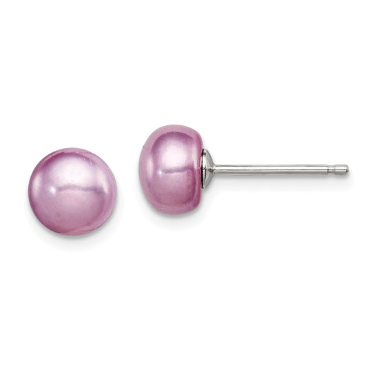 Stella Silver 925 Sterling Silver 6-7mm Freshwater Cultured Button Pearl Lavender Earrings, 6 to 7mm x 6 to 7mm