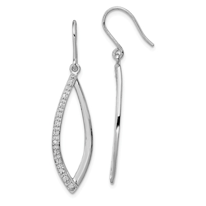 Stella Silver 925 Sterling Silver Rhodium Diamond  Dangle Earrings, 42mm x 10mm