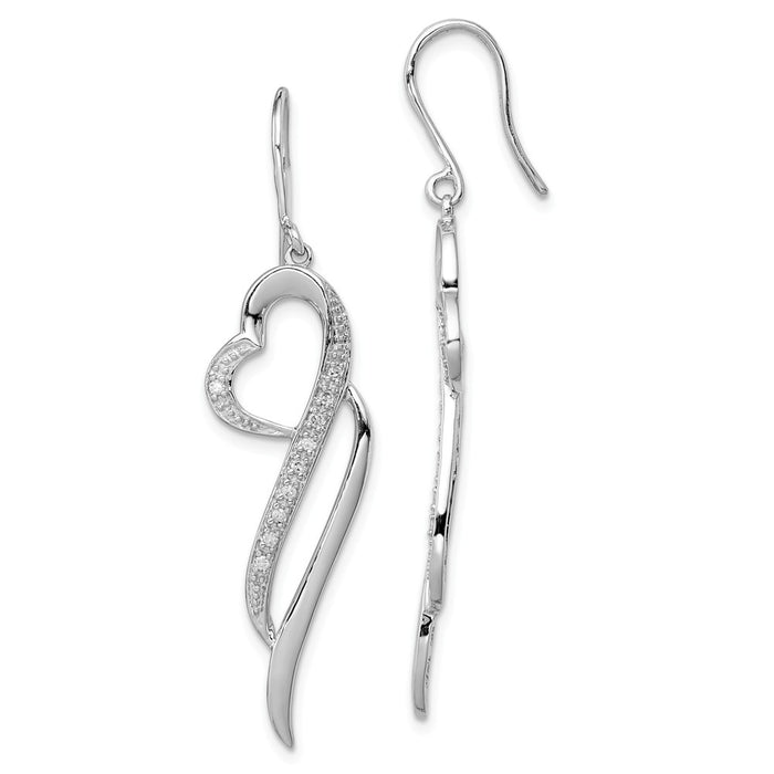 Stella Silver 925 Sterling Silver Rhodium Diamond  Dangle Earrings, 49mm x 12mm