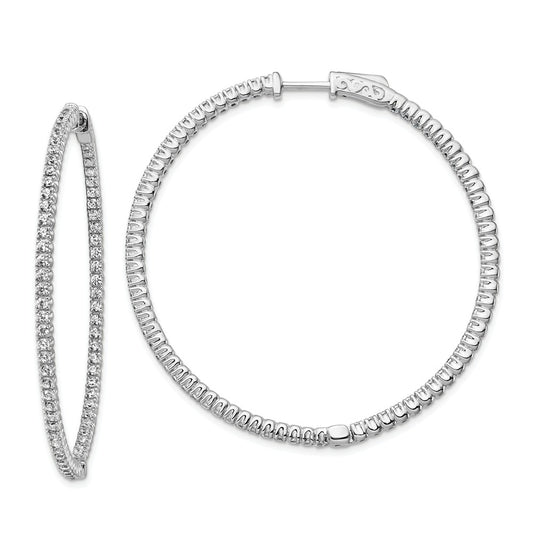 Stella Silver 925 Sterling Silver Rhodium-plated Cubic Zirconia ( CZ ) In and Out Hinged Hoop Earrings, 47mm x 49mm