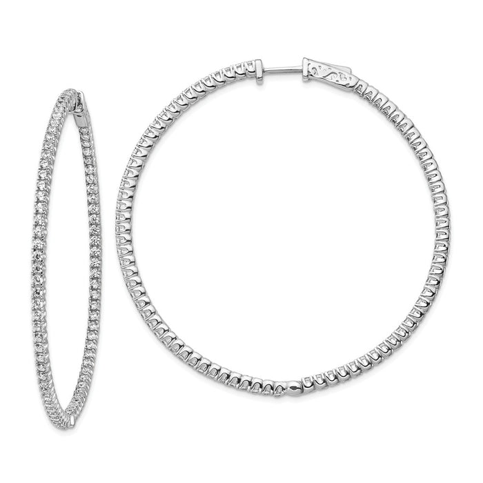 Stella Silver 925 Sterling Silver Rhodium-plated Cubic Zirconia ( CZ ) In and Out Hinged Hoop Earrings, 51mm x 54mm