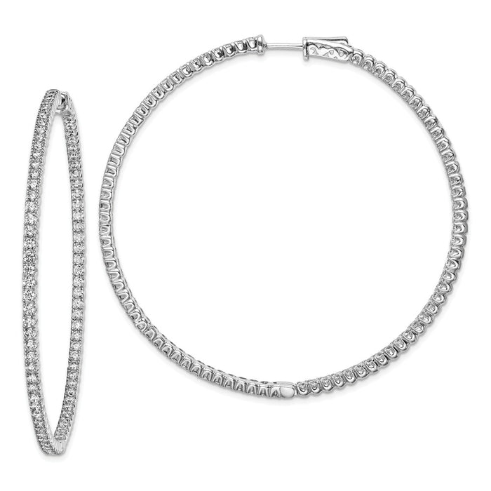 Stella Silver 925 Sterling Silver Rhodium-plated Cubic Zirconia ( CZ ) In and Out Hinged Hoop Earrings, 59mm x 61mm