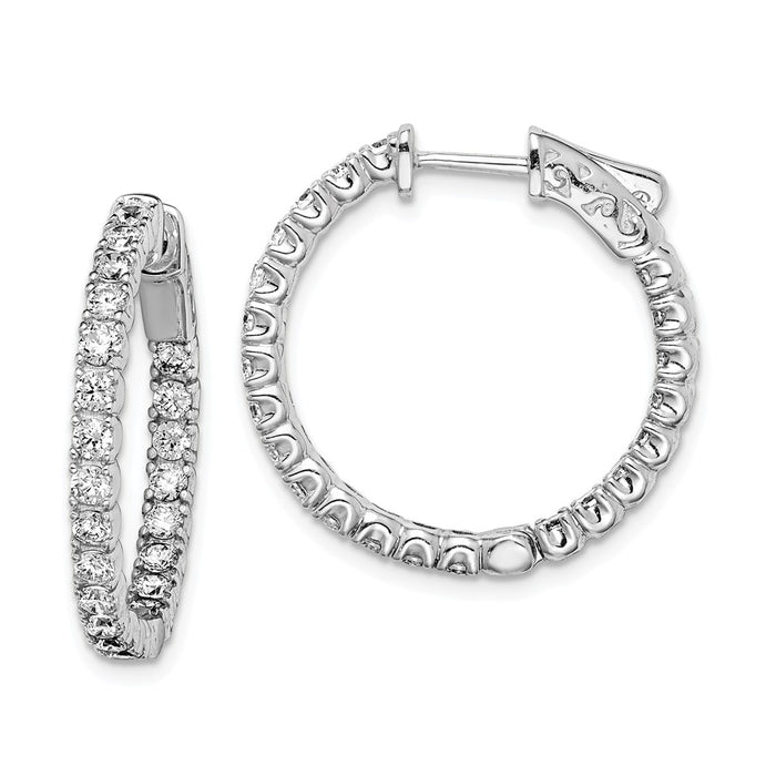 Stella Silver 925 Sterling Silver Rhodium-plated Cubic Zirconia ( CZ ) In and Out Hinged Hoop Earrings, 23mm x 23mm