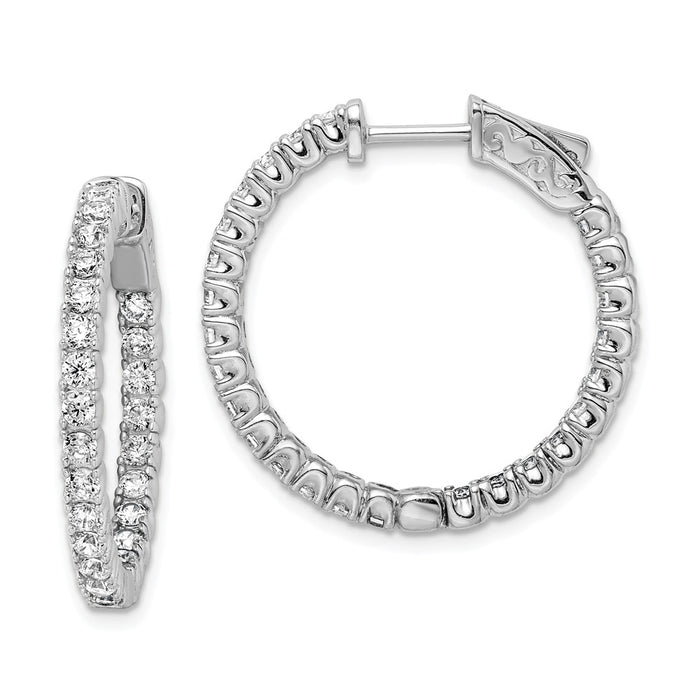 Stella Silver 925 Sterling Silver Rhodium-plated Cubic Zirconia ( CZ ) In and Out Hinged Hoop Earrings, 25mm x 25mm
