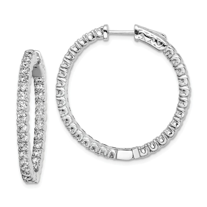 Stella Silver 925 Sterling Silver Rhodium-plated In and Out Hinged Hoop Earrings, 31mm x 31mm