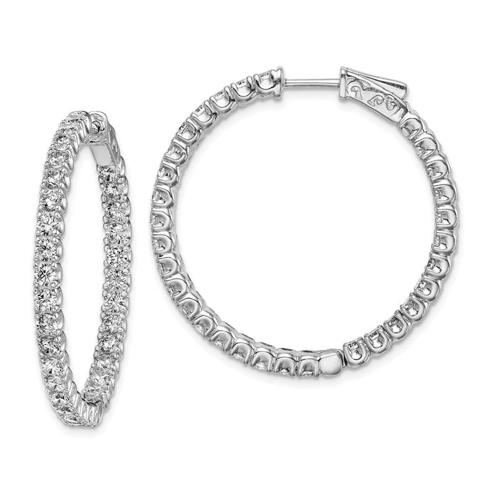 Stella Silver 925 Sterling Silver Rhodium-plated Cubic Zirconia ( CZ ) In and Out Hinged Hoop Earrings, 32mm x 33mm