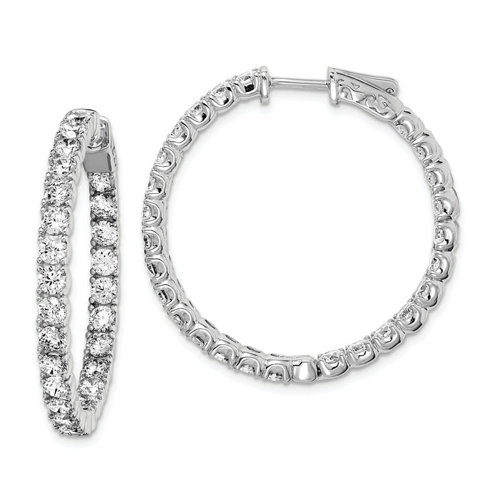 Stella Silver 925 Sterling Silver Rhodium-plated Cubic Zirconia ( CZ ) In and Out Hinged Hoop Earrings, 33mm x 33mm