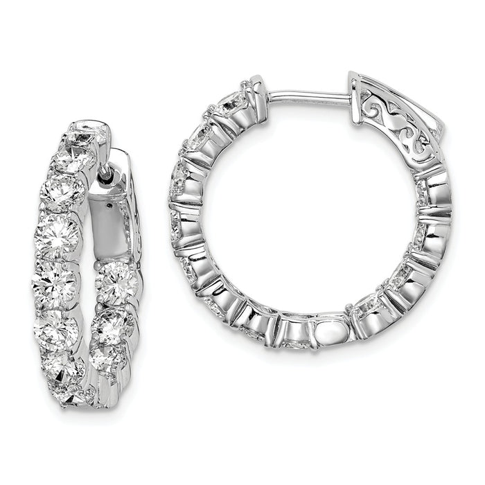 Stella Silver 925 Sterling Silver Rhodium-plated Cubic Zirconia ( CZ ) In and Out Hinged Hoop Earrings, 20mm x 21mm