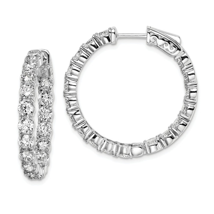 Stella Silver 925 Sterling Silver Rhodium-plated Cubic Zirconia ( CZ ) In and Out Hinged Hoop Earrings, 27mm x 28mm