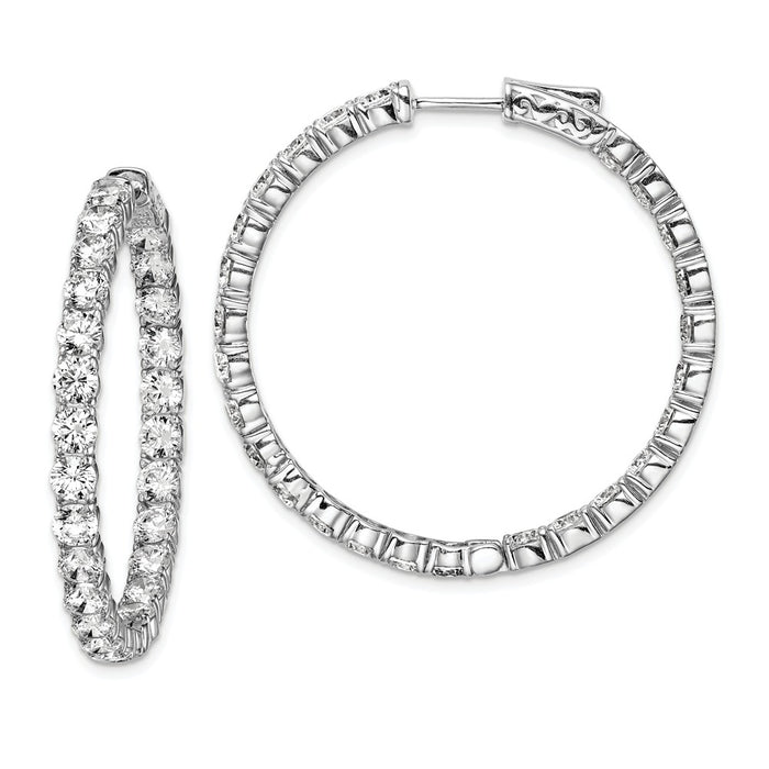 Stella Silver 925 Sterling Silver Rhodium-plated Cubic Zirconia ( CZ ) In and Out Hinged Hoop Earrings, 35mm x 37mm